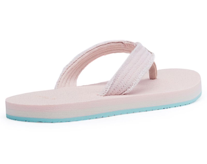 Sanuk Fraidy Stacker Canvas Kids' Sandals Pink Light Blue | Canada 309HAP